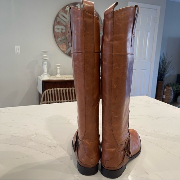 MLE chestnut brown tall distressed leather riding boots - Picture 13 of 15